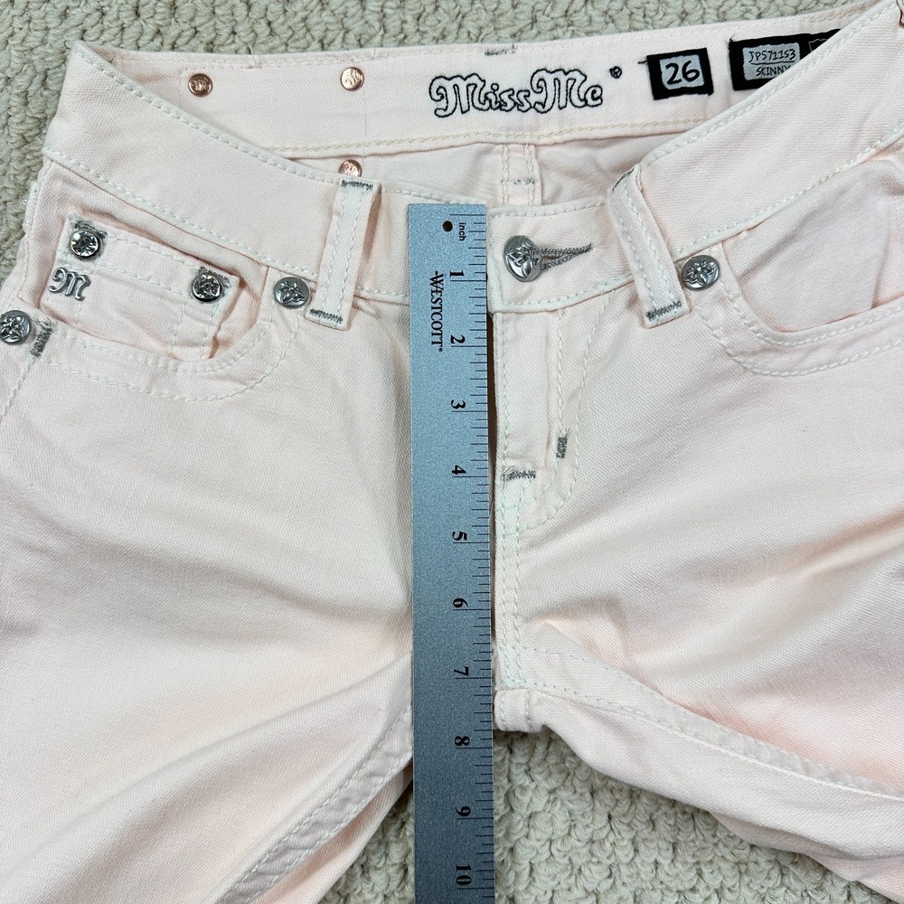 Miss Me Jeans Womens 26 Bubble Gum Pink Skinny Embroidered Rhinestone Cross - Picture 8 of 16